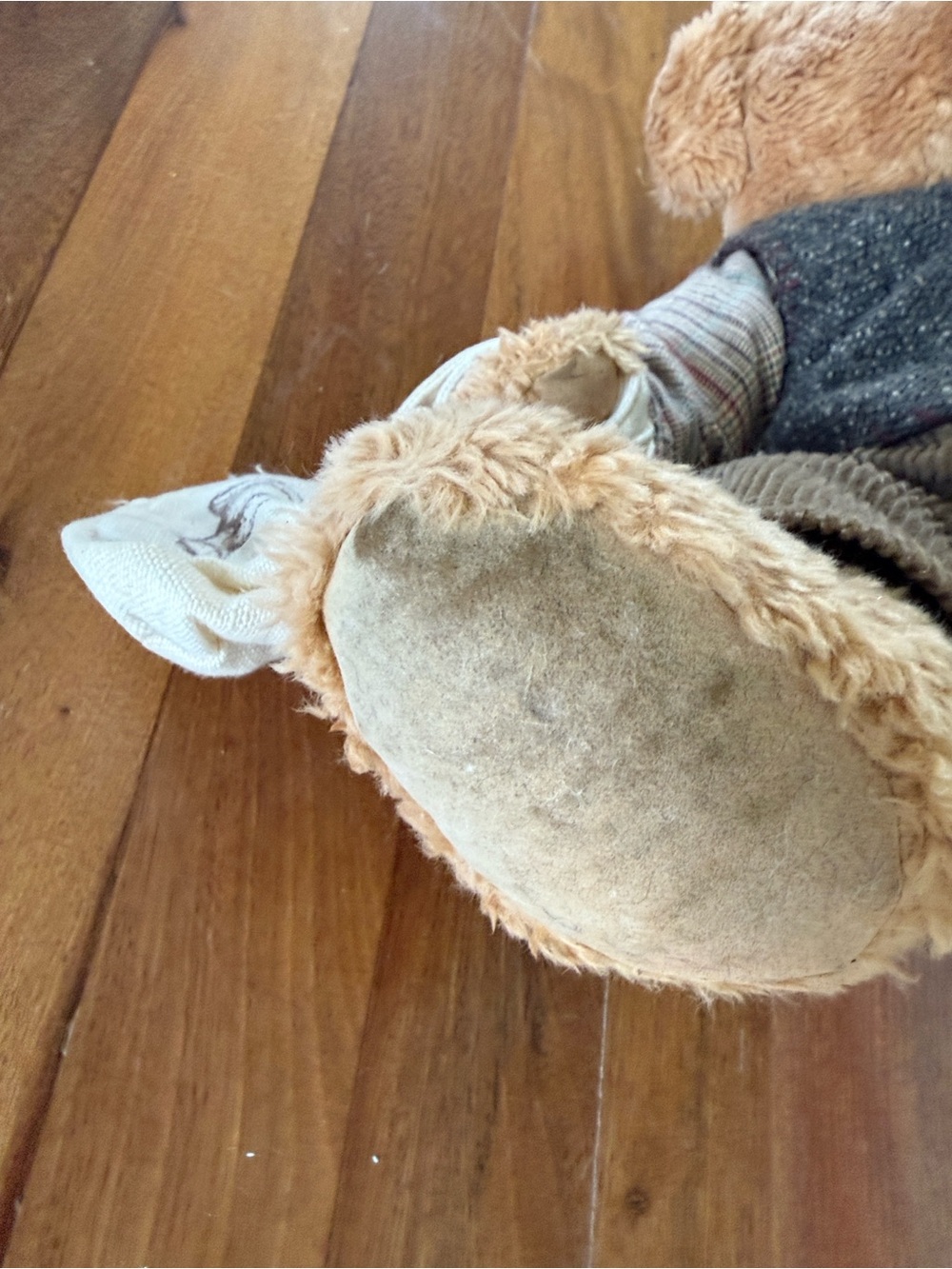 Brown Plush Teddy Bear with Corduroy Pants and Tweed Vest - Kids Accessory - Picture 4 of 5